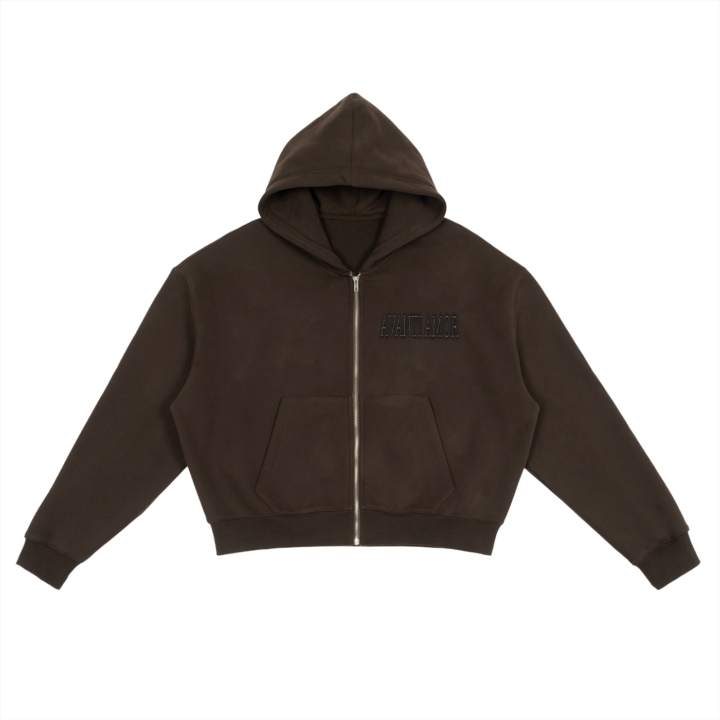 AVANTI AMOR Fleece Zip-Up Boxy Hoodie