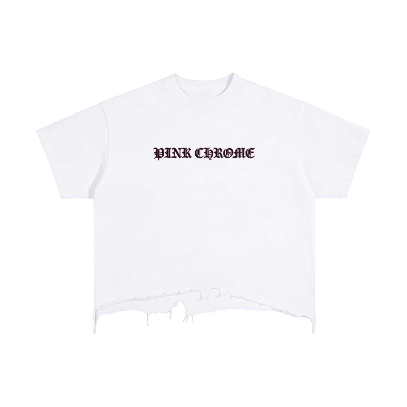 PINK CHROME Vintage Wash Boxy Distressed Hem T-Shirt