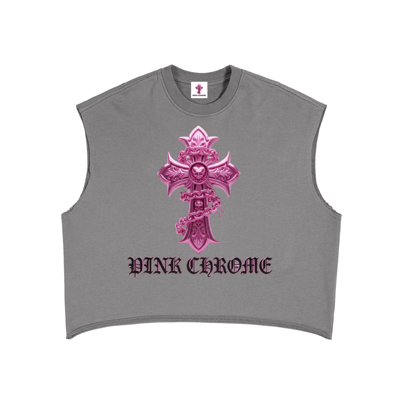 PINK CHROME French Terry Boxy Tank Top