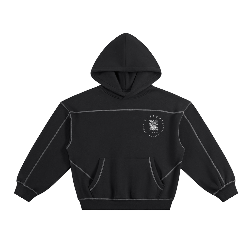 GAFAUDI Contrast-Stitched Boxy Fleece Hoodie