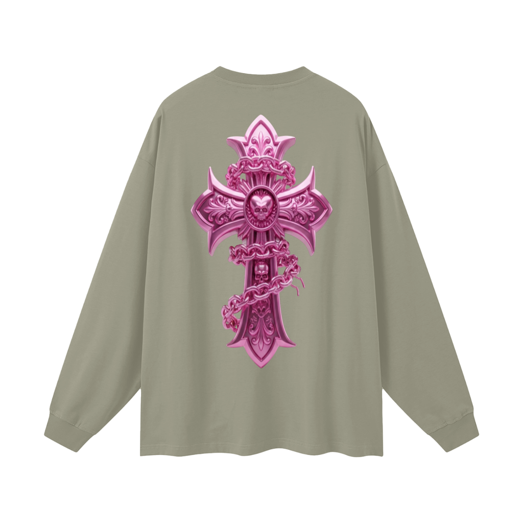 PINK CHROME Oversized Unisex Long Sleeve T-Shirt