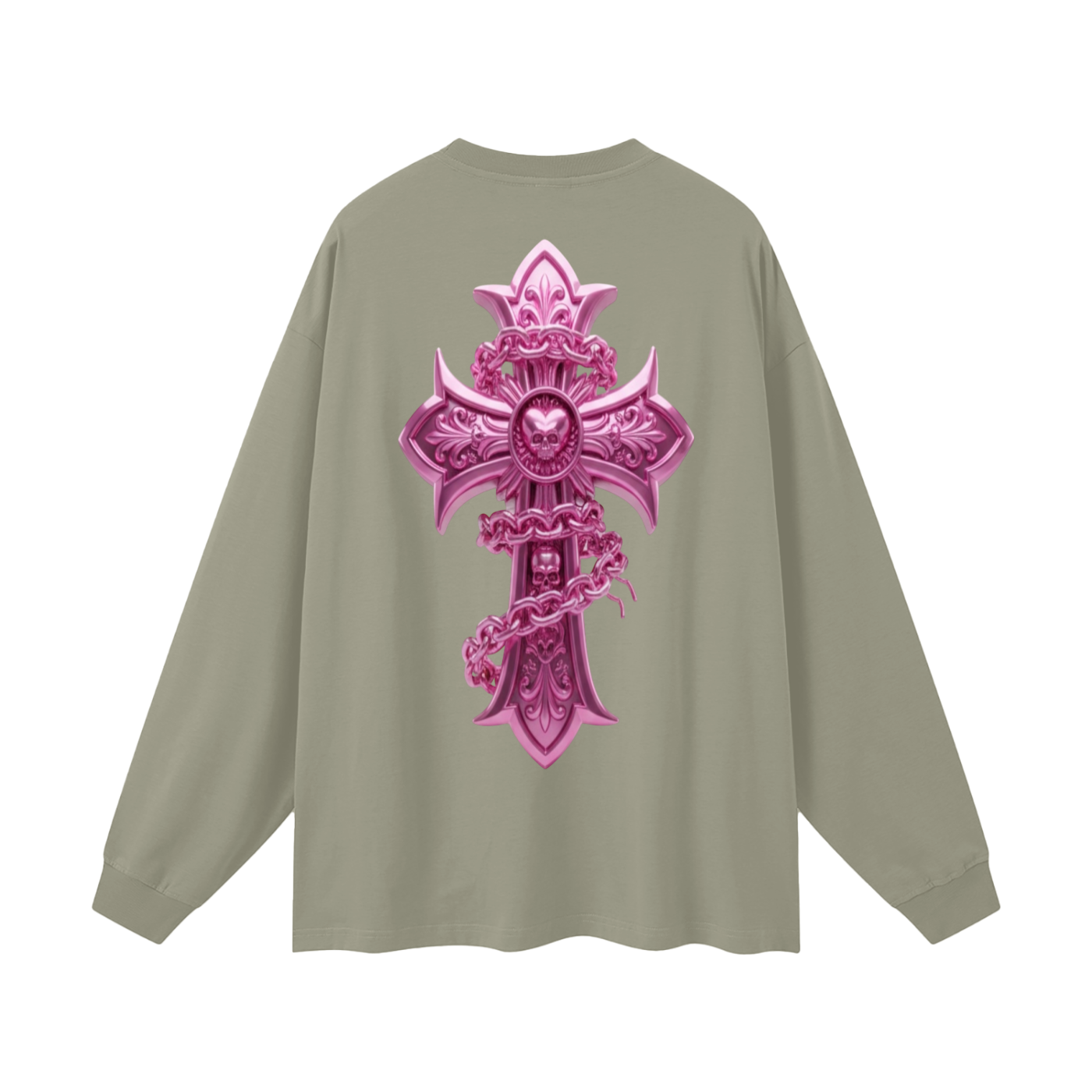 PINK CHROME Oversized Unisex Long Sleeve T-Shirt