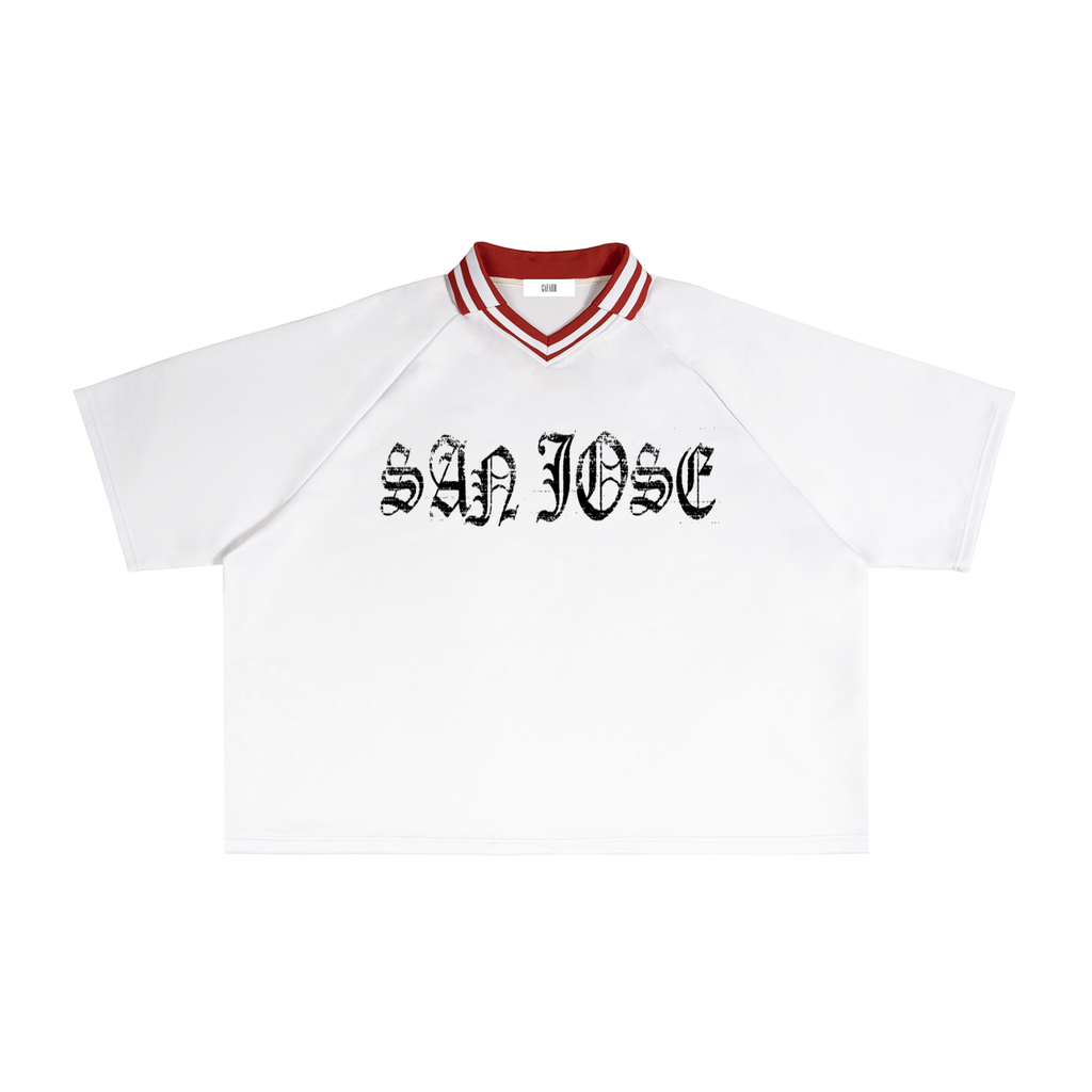 SAN JOSE "SHARK CITY" Contrast Lapel Collar Boxy T-Shirt