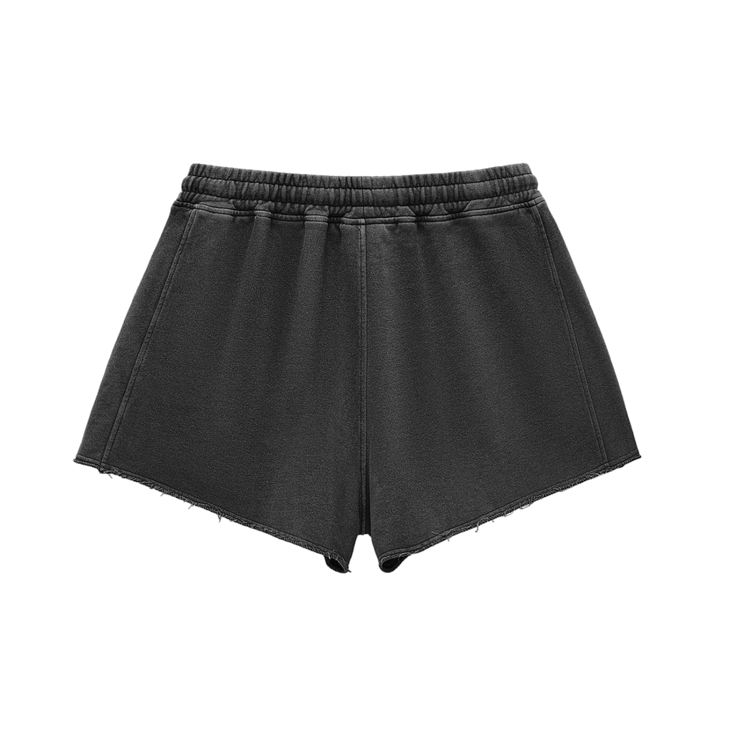 GAFAUDI Girl Snow Washed Raw Edge Drawstring Shorts