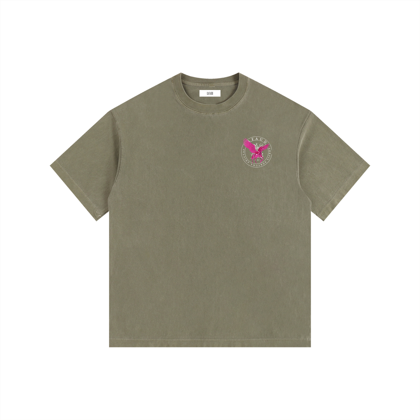 GAFAUDI PINK PEGASUS Vintage Washed Oversized Cotton T-Shirt