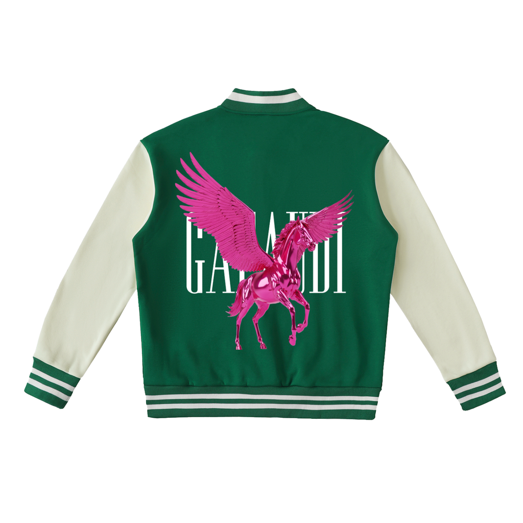 GAFAUDI PINK PEGASUS Two-Tone Fleeced Varsity Jacket