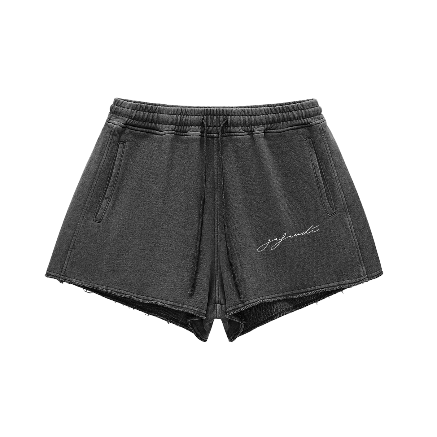 GAFAUDI Girl Snow Washed Raw Edge Drawstring Shorts