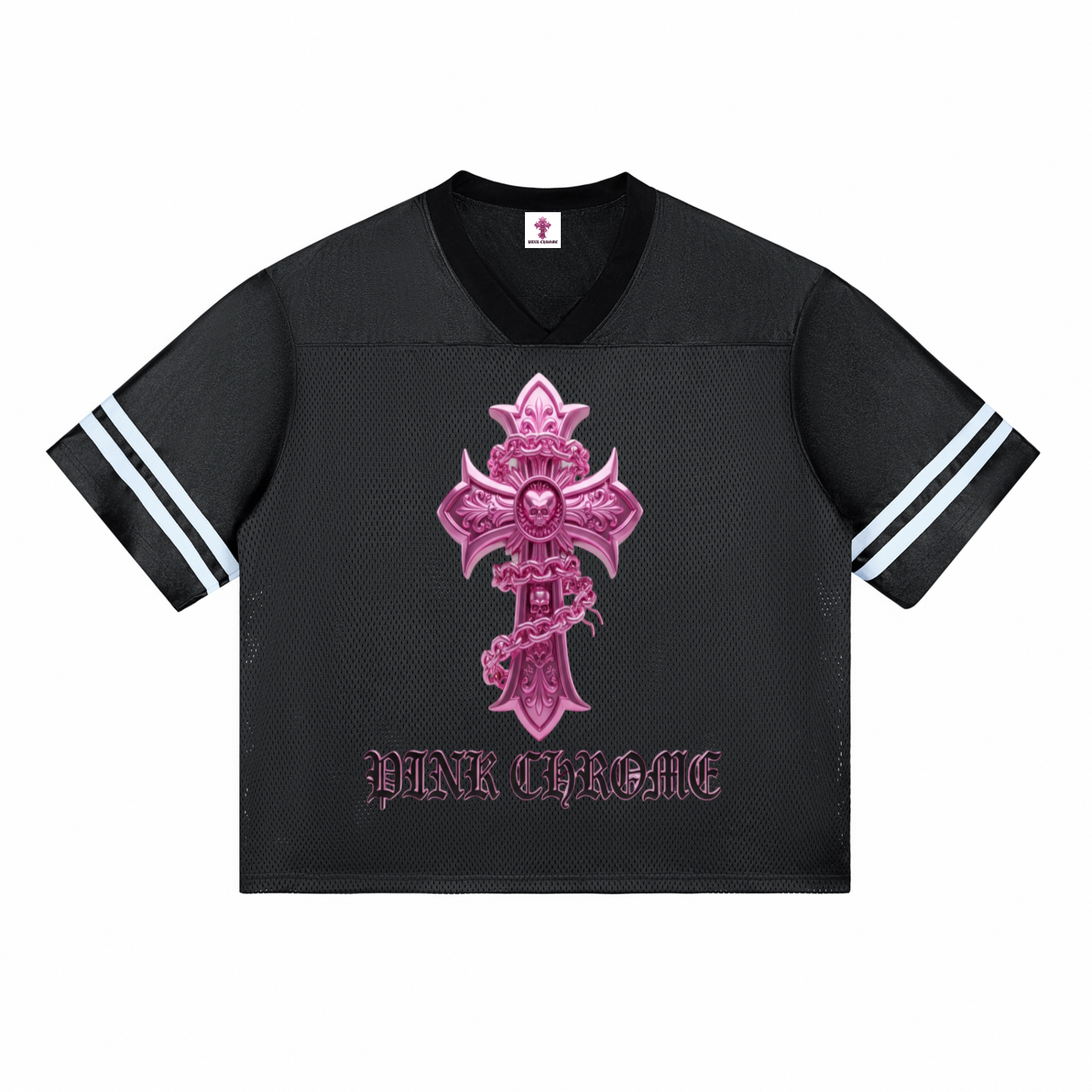 PINK CHROME Taped Mesh T-Shirt