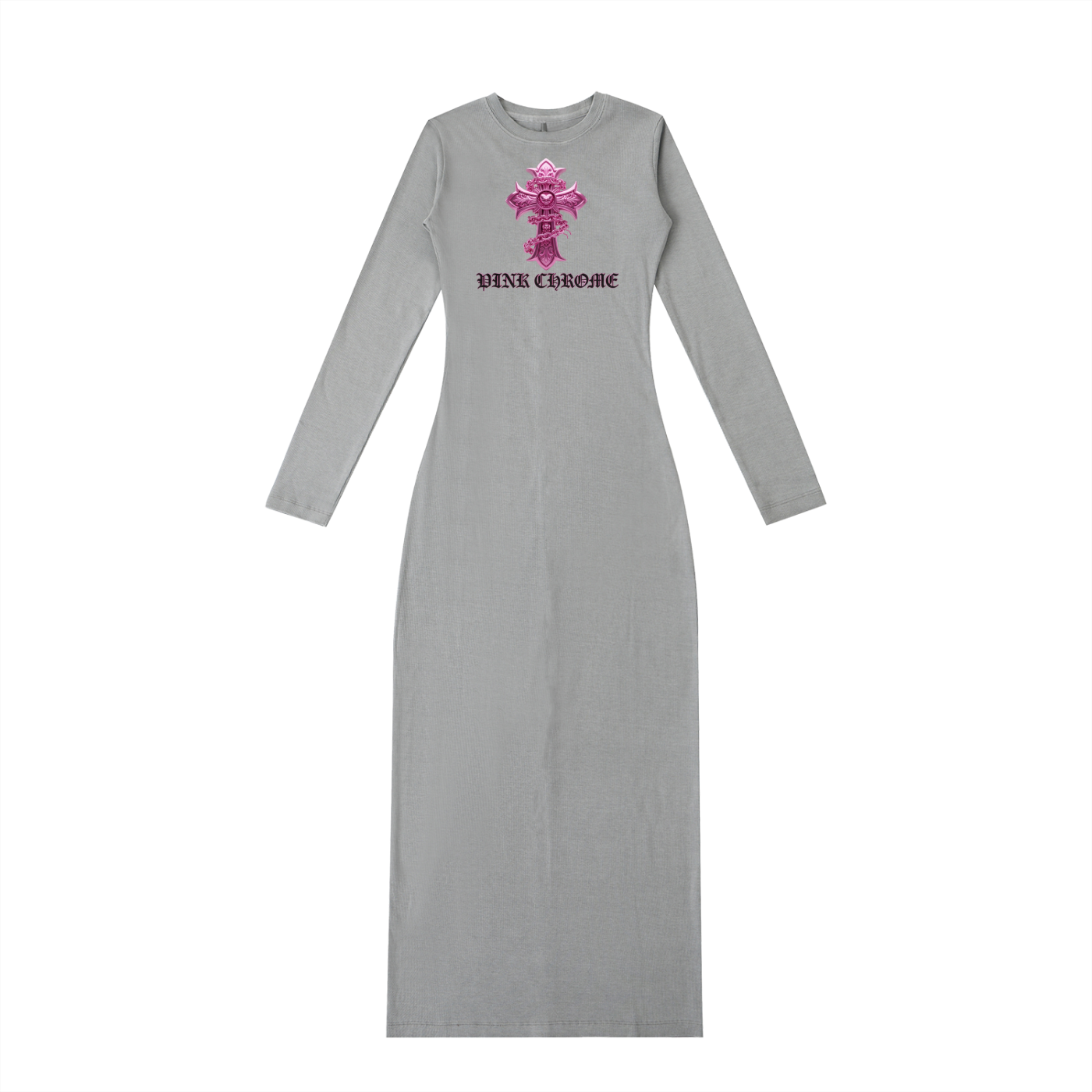 PINK CHROME Dyed Washed Slit Maxi Dress