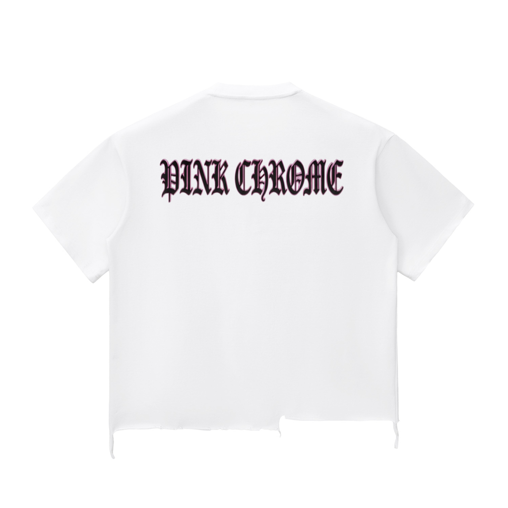 PINK CHROME Snow Wash Raw-Hem Boxy T-shirt