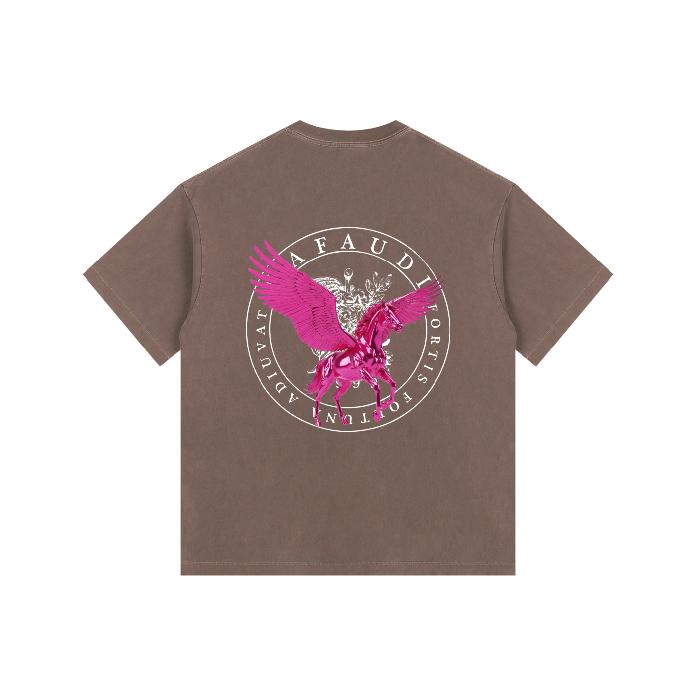 GAFAUDI PINK PEGASUS Vintage Washed Oversized Cotton T-Shirt