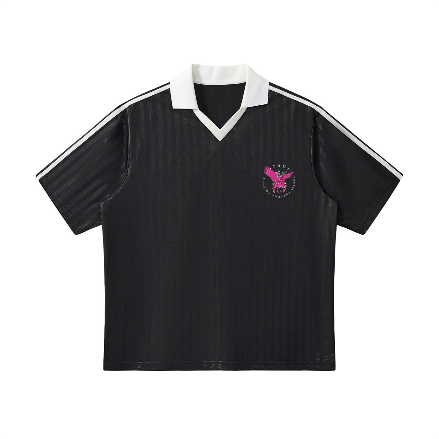 GAFAUDI PINK PEGASUS Contrast Collar Striped Soccer Jersey