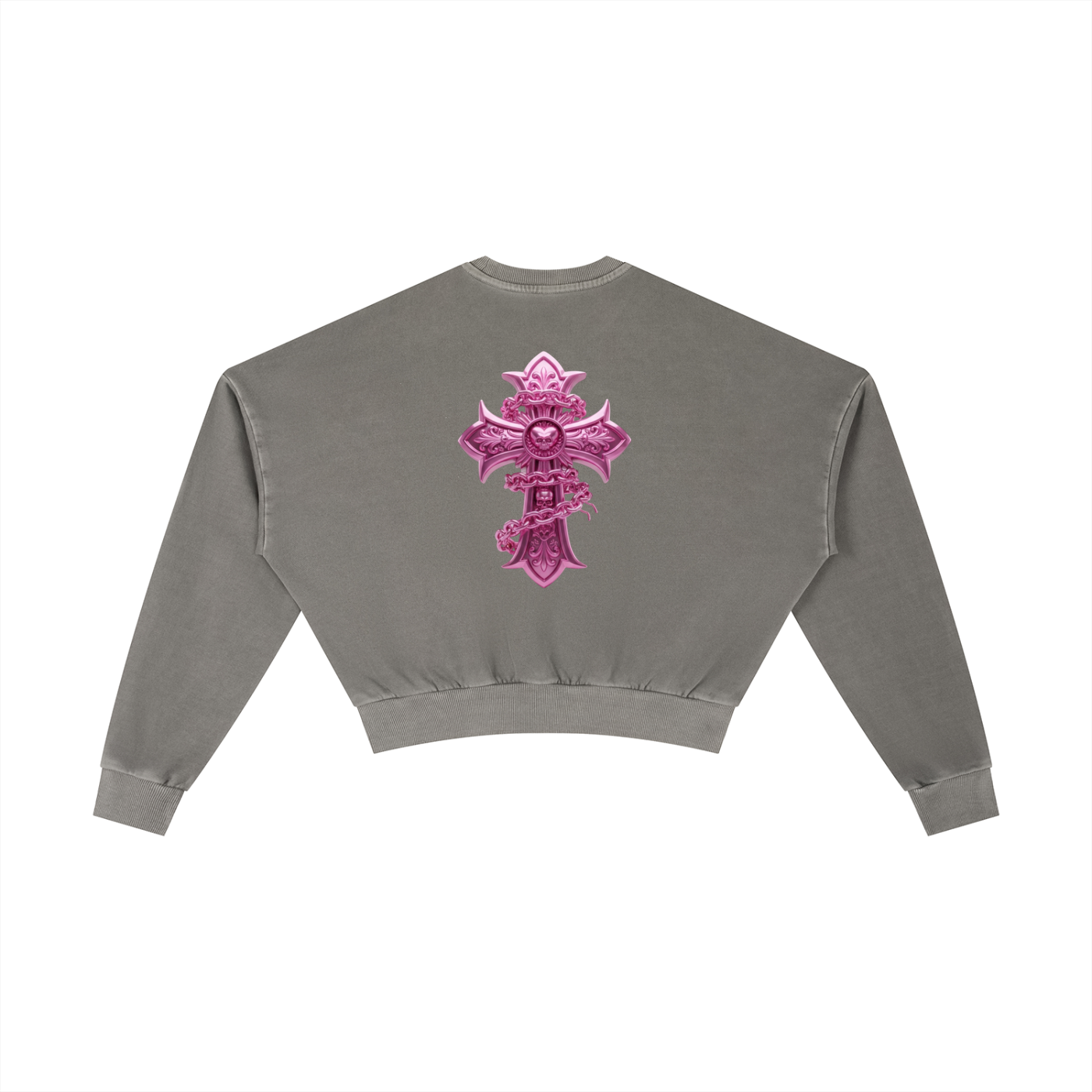 PINK CHROME Vintage Washed Cropped Sweatshirt