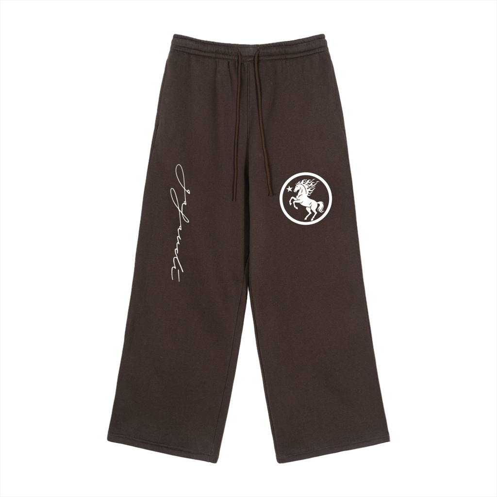 GAFAUDI "Fire Horse" Fleece Drawstring Straight-Leg Sweatpants