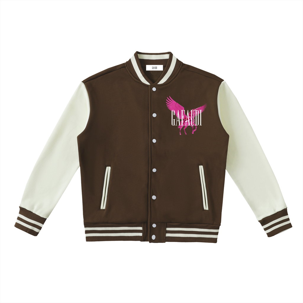 GAFAUDI PINK PEGASUS Two-Tone Fleeced Varsity Jacket