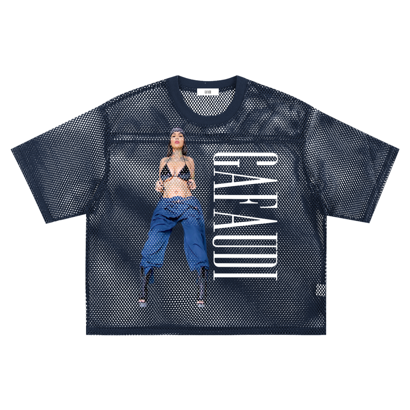 GAFAUDI "BACE ROCK 89" See-through Boxy Net T-Shirt