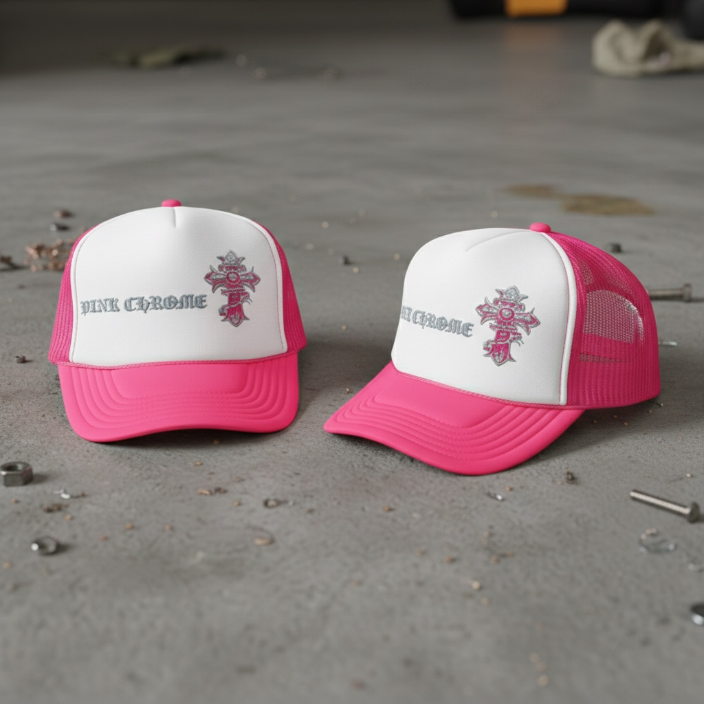 PINK CHROME Foam trucker hat