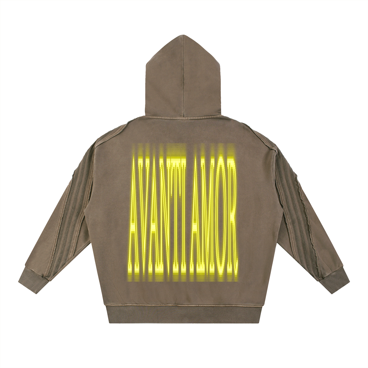 AVANTI AMOR Snow Washed Tape Raw Edge Zip Hoodie