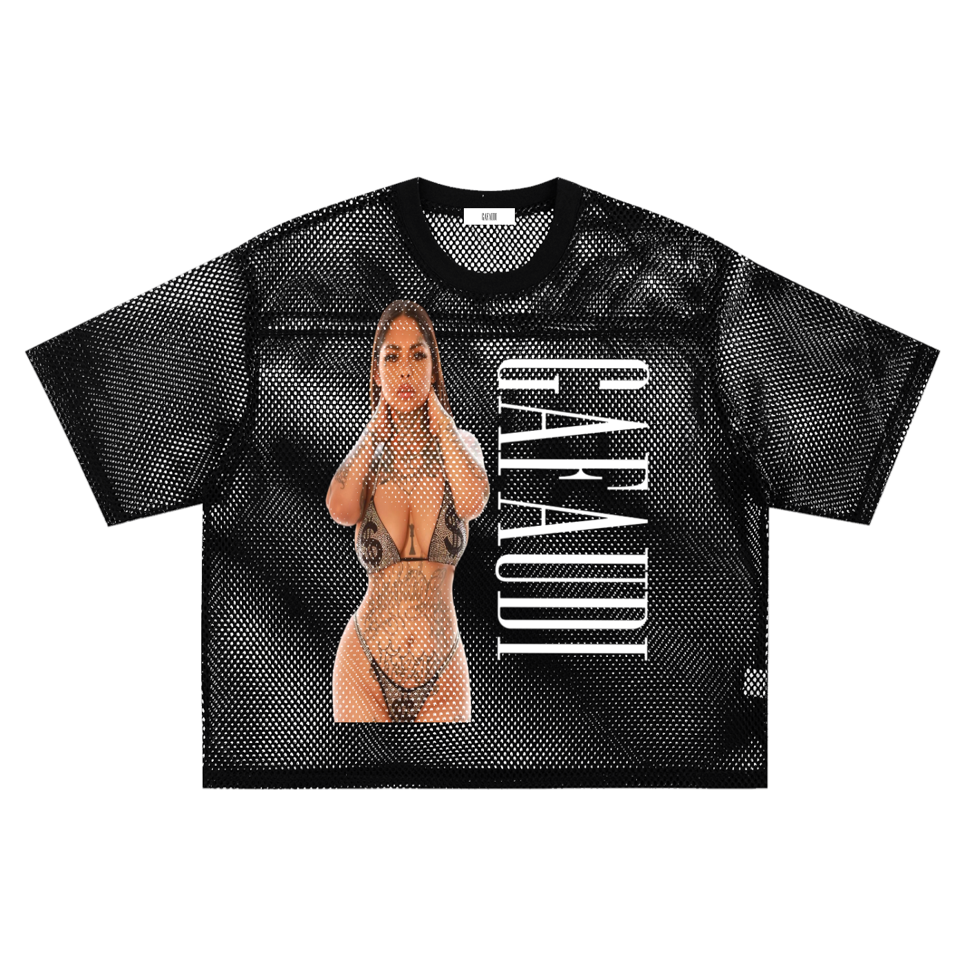 GAFAUDI "BACE ROCK 89" See-through Boxy Net T-Shirt