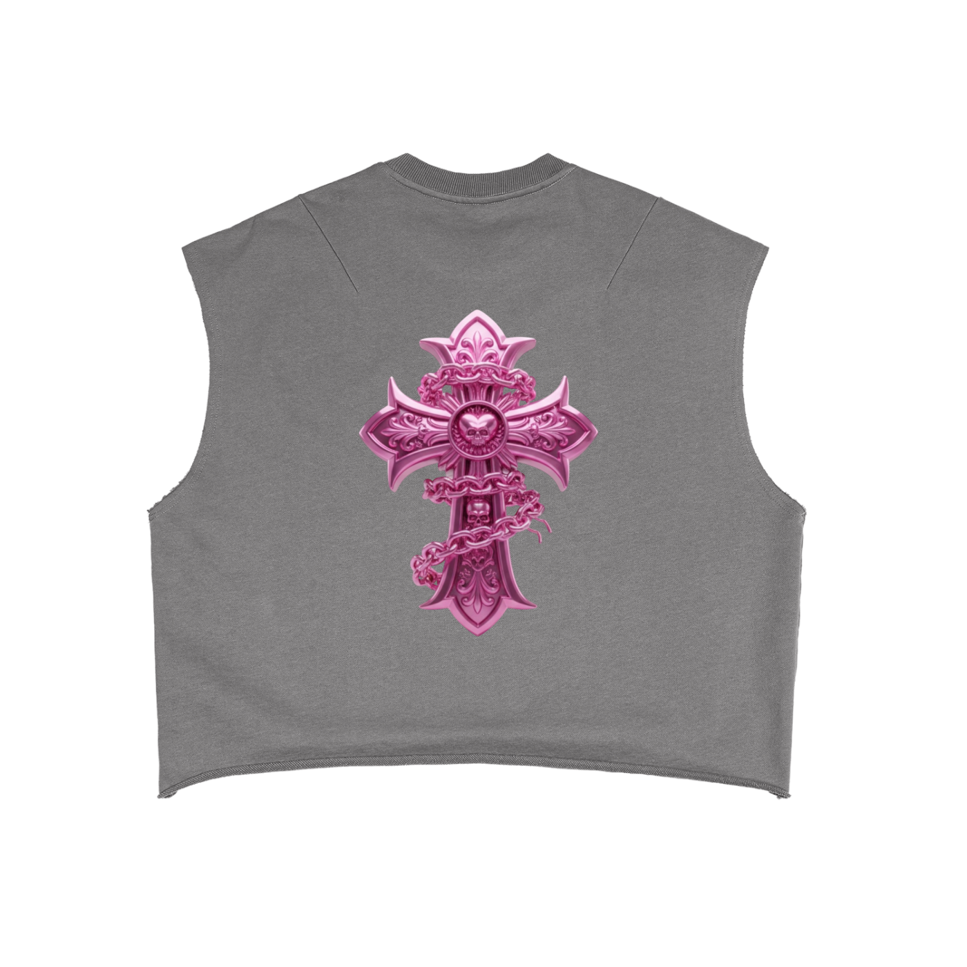 PINK CHROME French Terry Boxy Tank Top