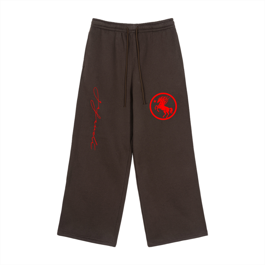GAFAUDI "Fire Horse" Fleece Drawstring Straight-Leg Sweatpants
