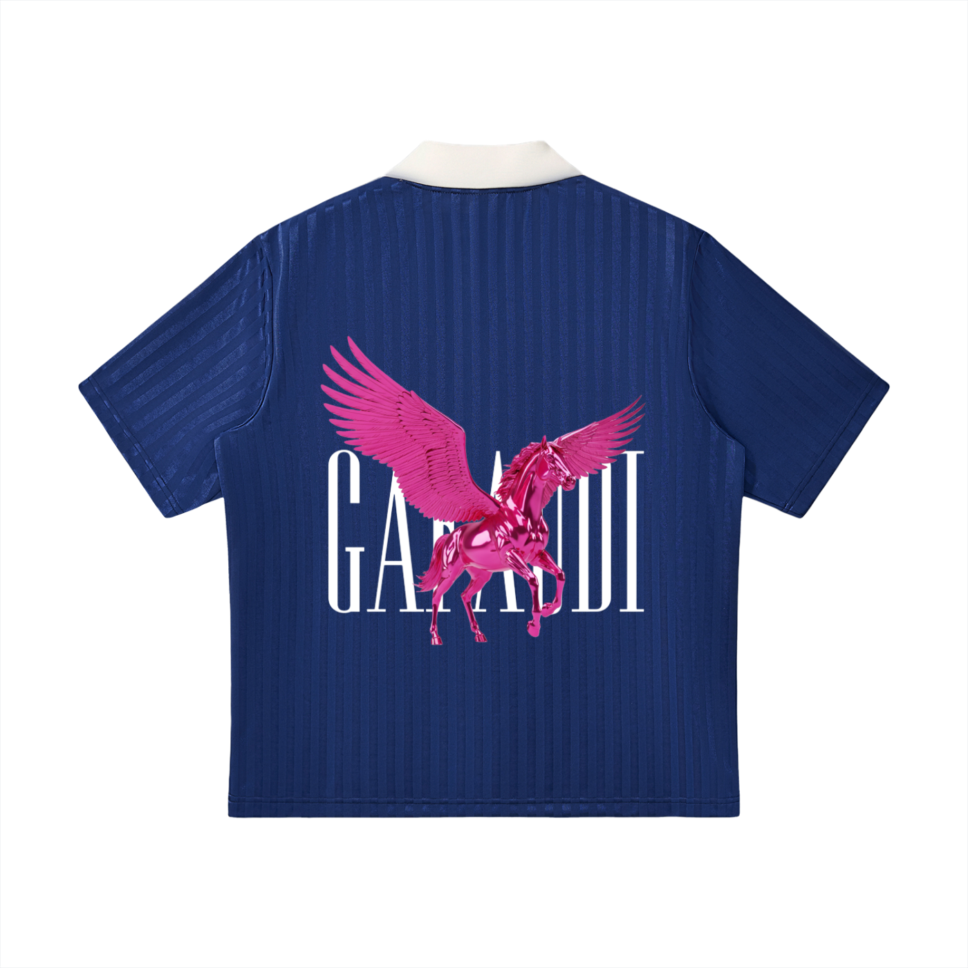 GAFAUDI PINK PEGASUS Contrast Collar Striped Soccer Jersey