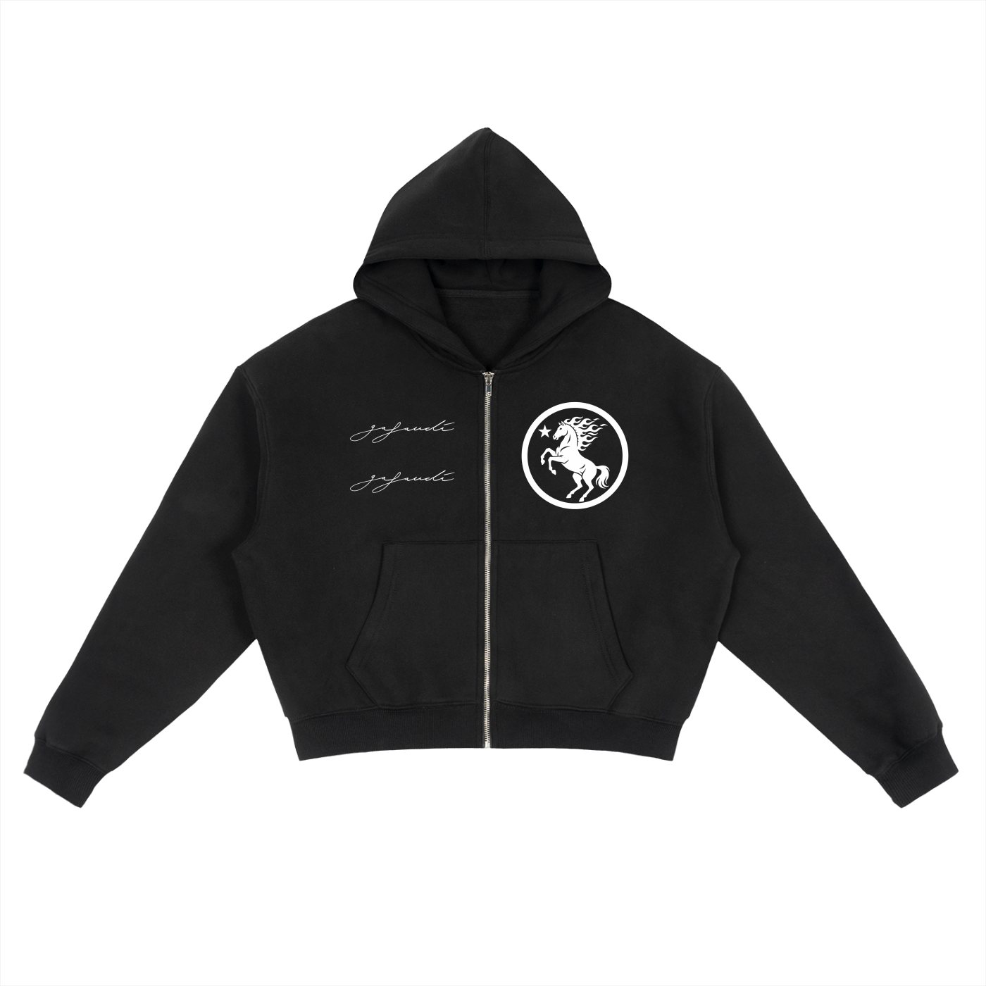 GAFAUDI Fleece Zip-Up Boxy Hoodie
