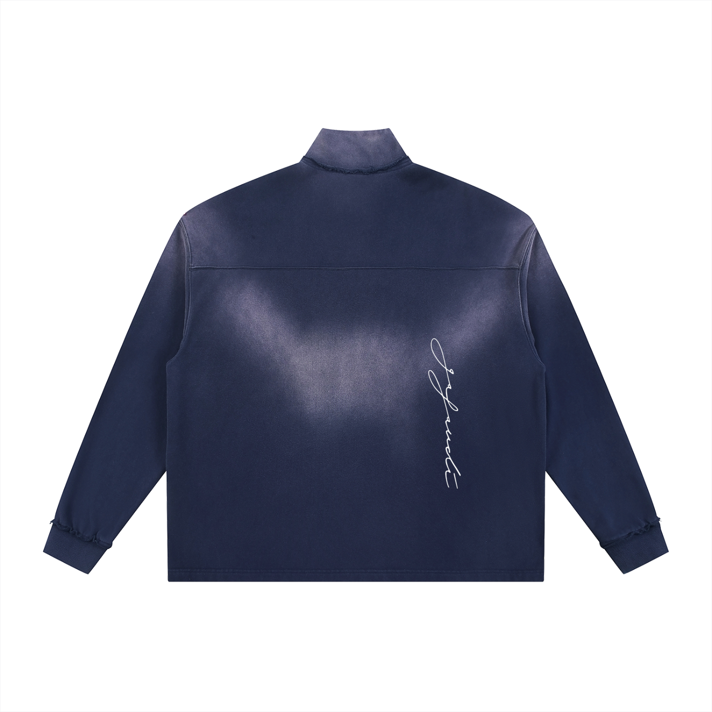 GAFAUDI Sun Fade Raw Edge Quarter-Zip Sweatshirt