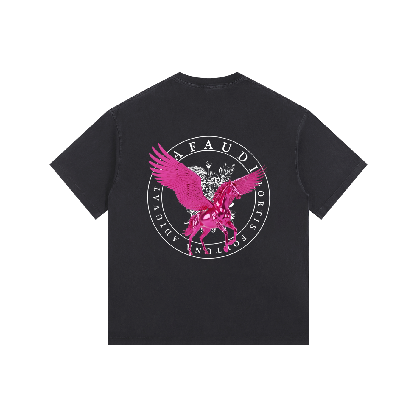 GAFAUDI PINK PEGASUS Vintage Washed Oversized Cotton T-Shirt