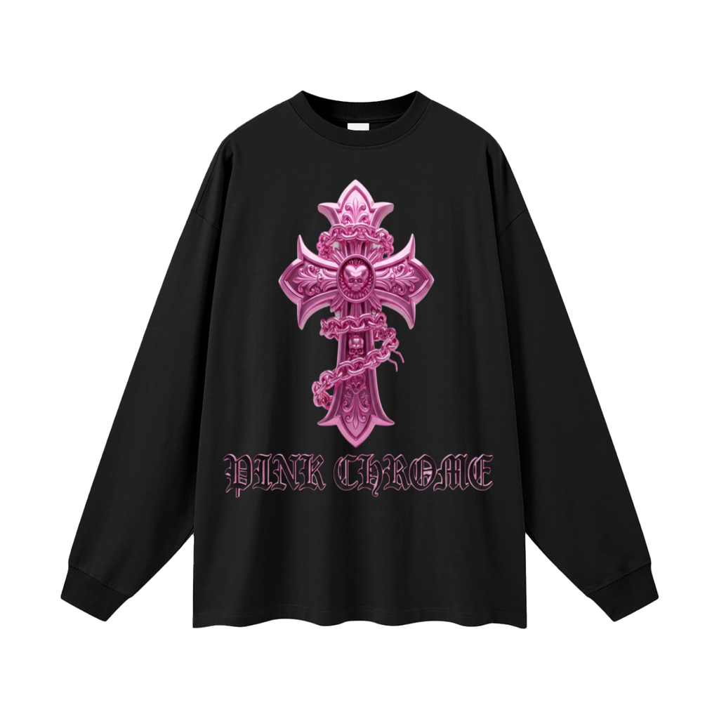 PINK CHROME Oversized Unisex Long Sleeve T-Shirt