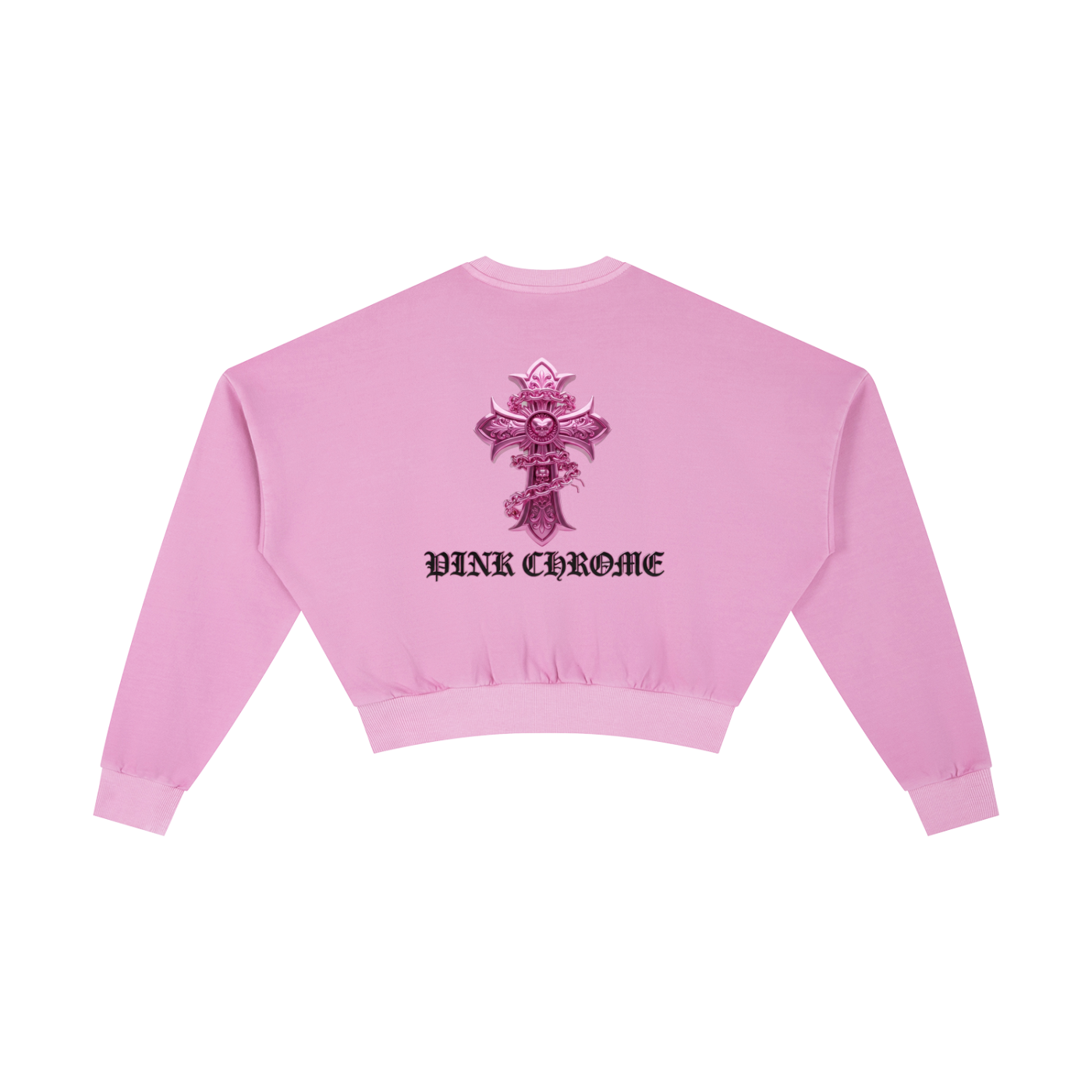 PINK CHROME Vintage Washed Cropped Sweatshirt