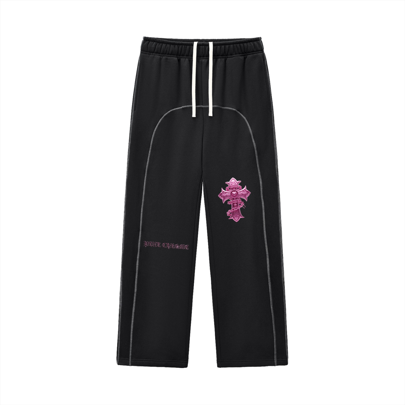 PINK CHROME Contrast-Stitched Fleece Sweatpants