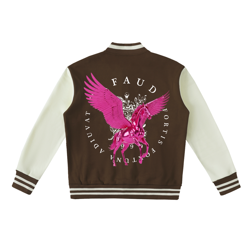 GAFAUDI PINK PEGASUS Two-Tone Fleeced Varsity Jacket