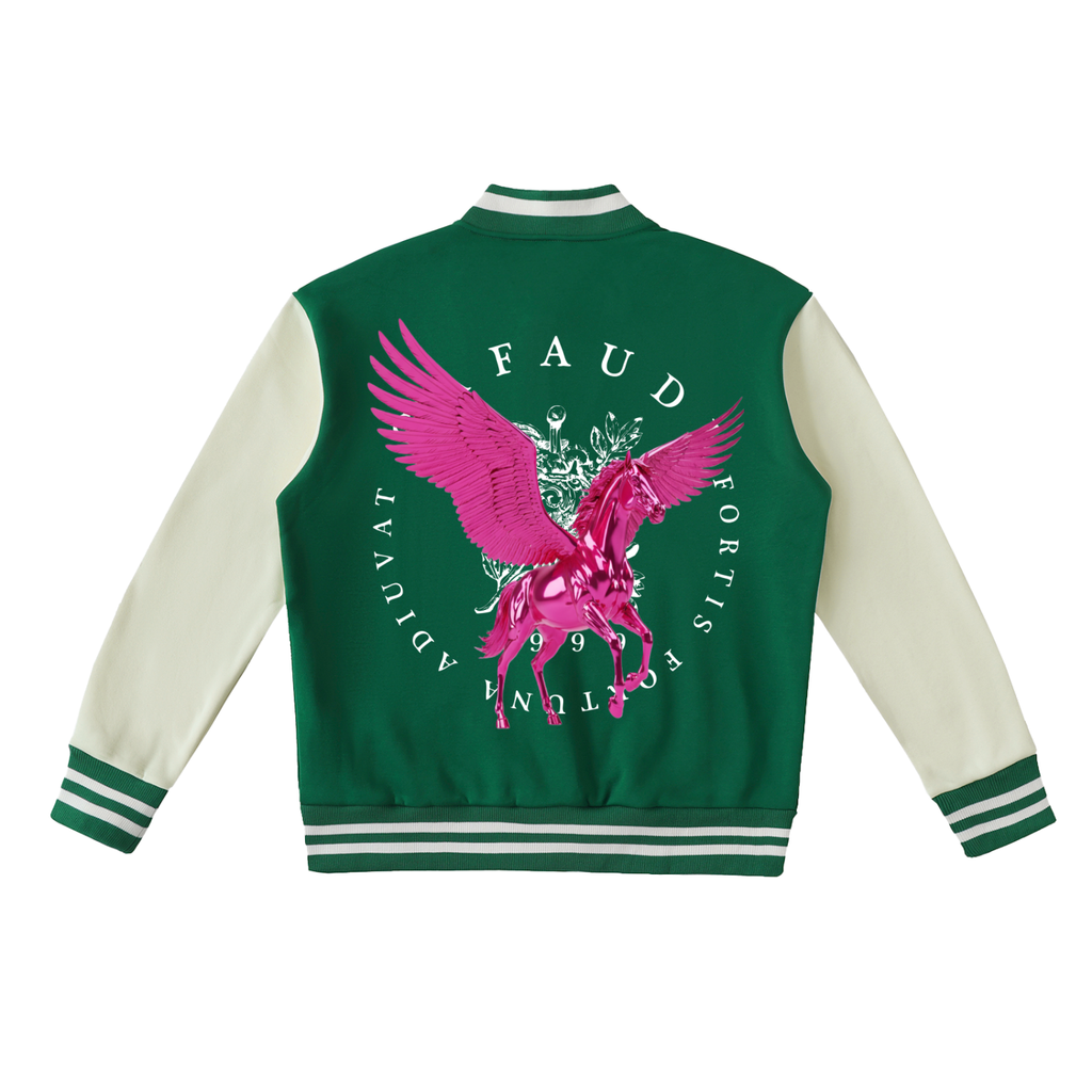 GAFAUDI PINK PEGASUS Two-Tone Fleeced Varsity Jacket