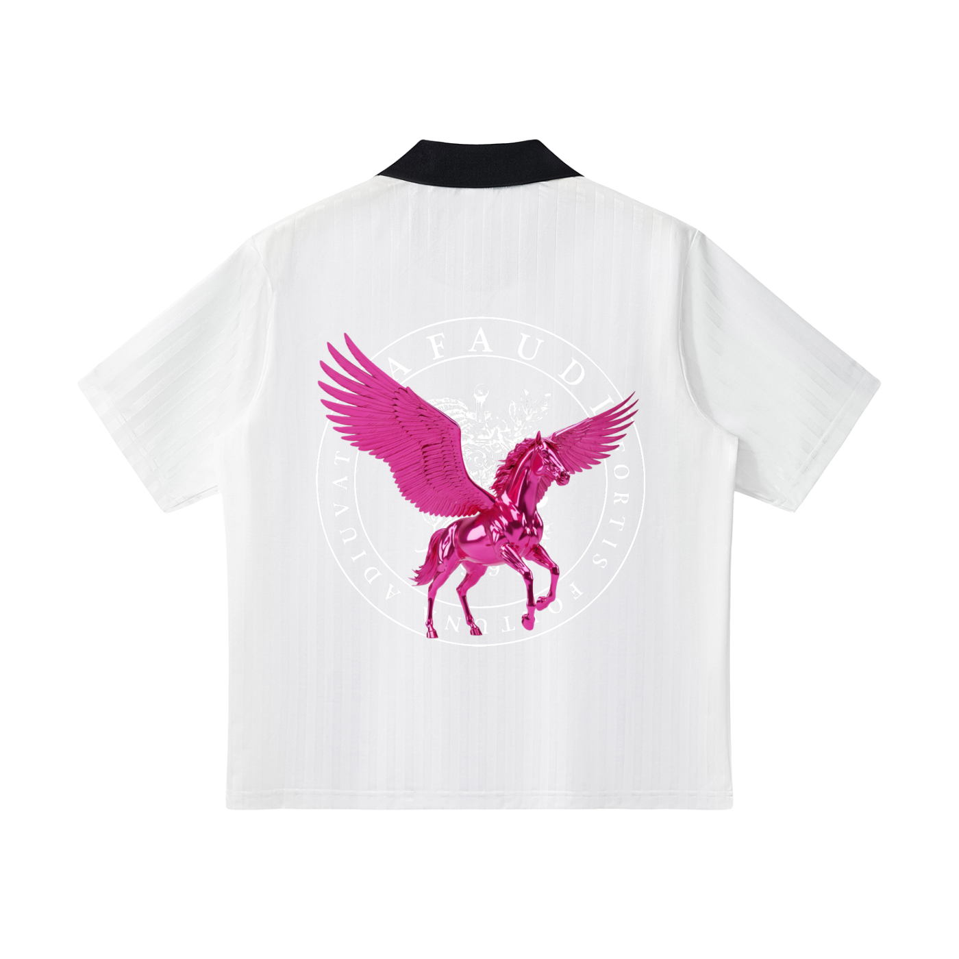GAFAUDI PINK PEGASUS Contrast Collar Striped Soccer Jersey