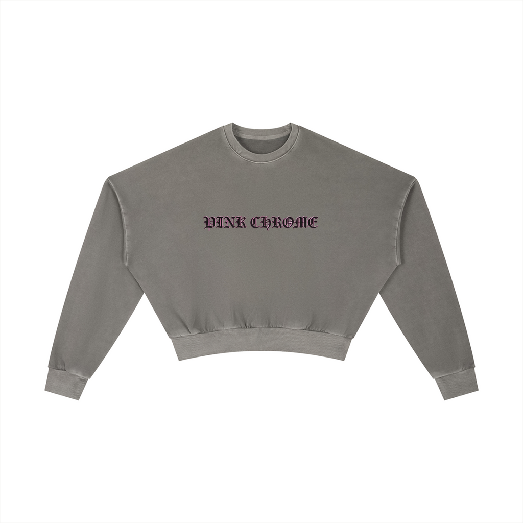 PINK CHROME Vintage Washed Cropped Sweatshirt