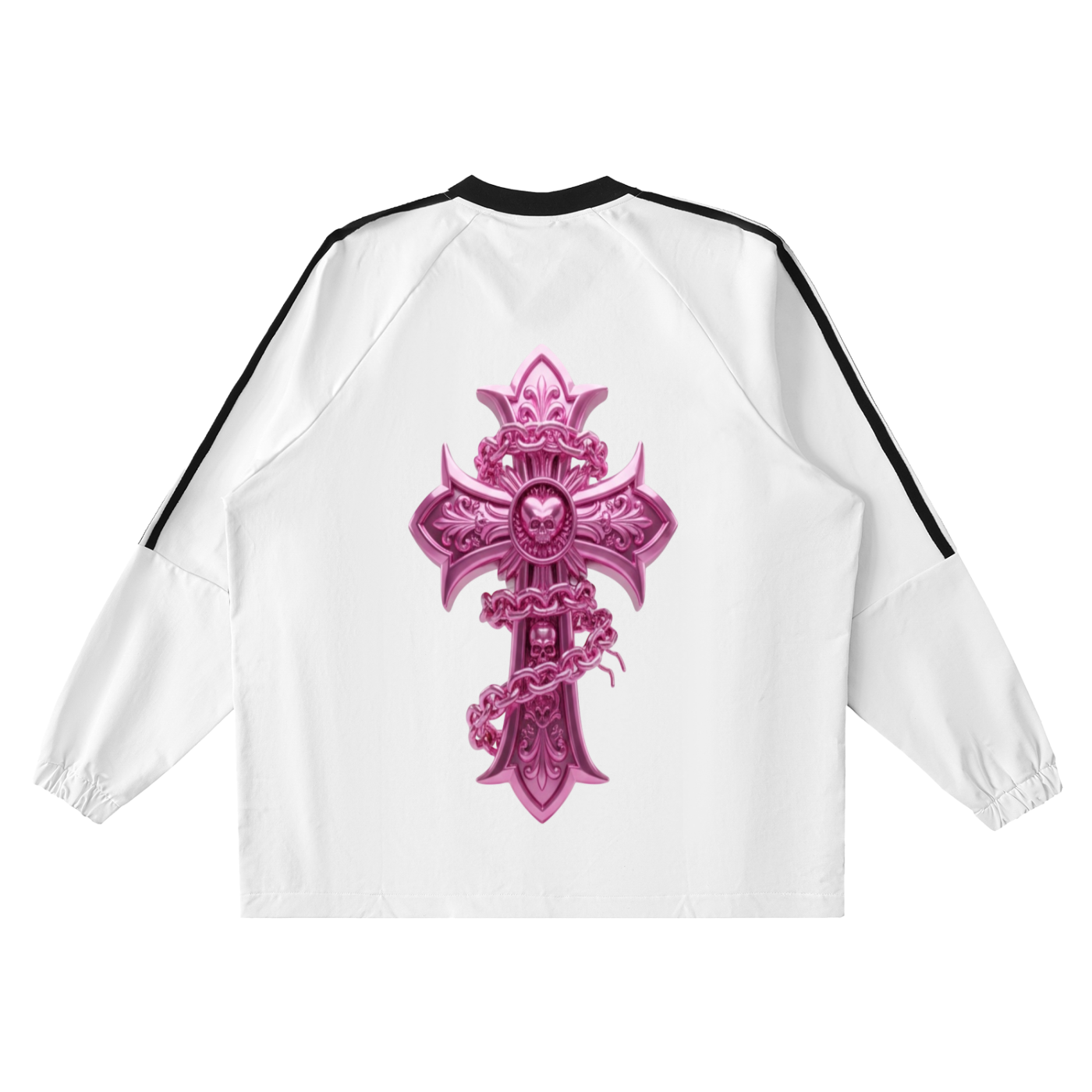 PINK CHROME Color-Block V-Neck Long-Sleeve T-Shirt
