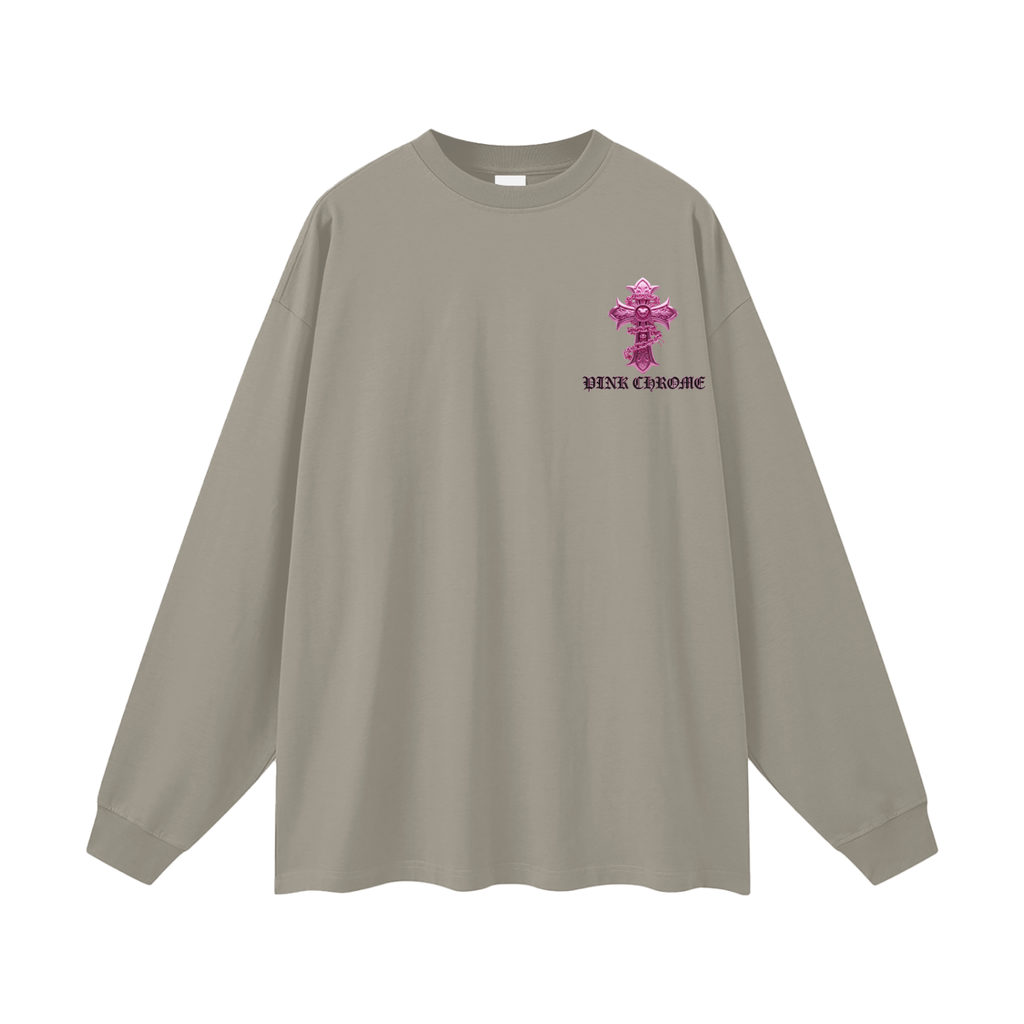 PINK CHROME Oversized Unisex Long Sleeve T-Shirt