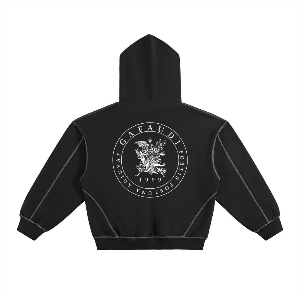 GAFAUDI Contrast-Stitched Boxy Fleece Hoodie