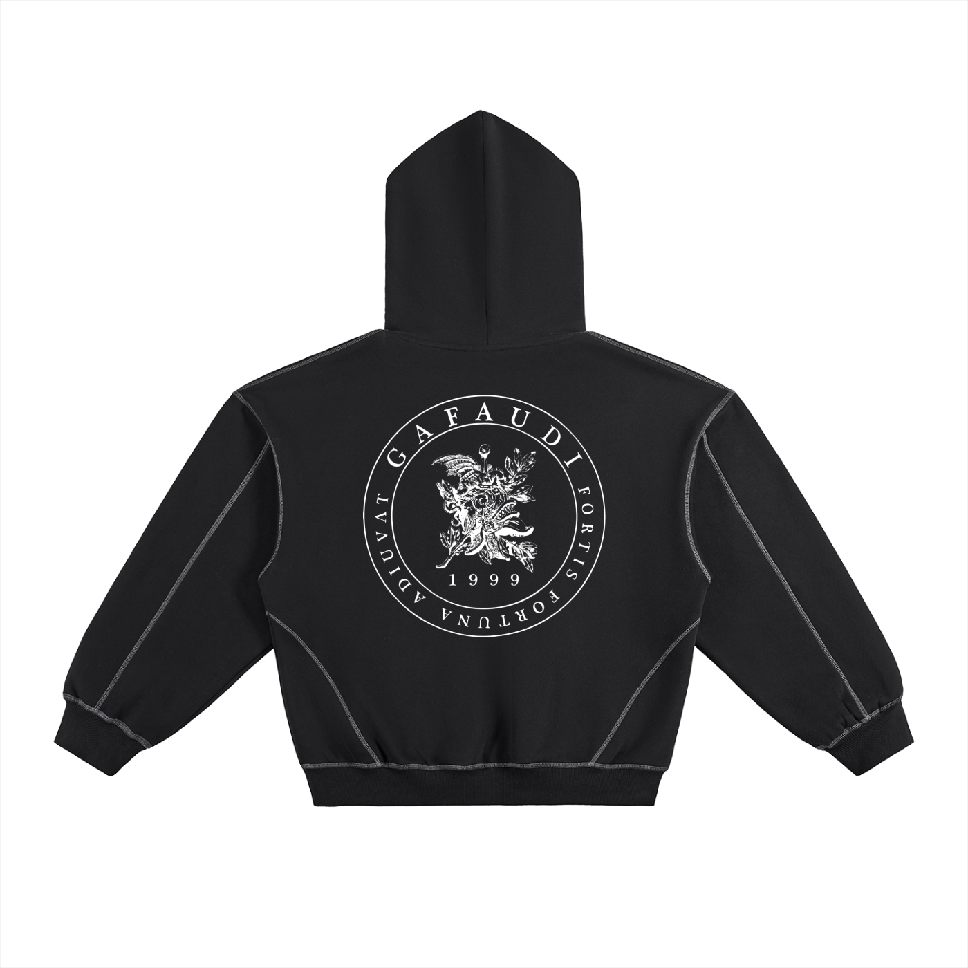 GAFAUDI Contrast-Stitched Boxy Fleece Hoodie