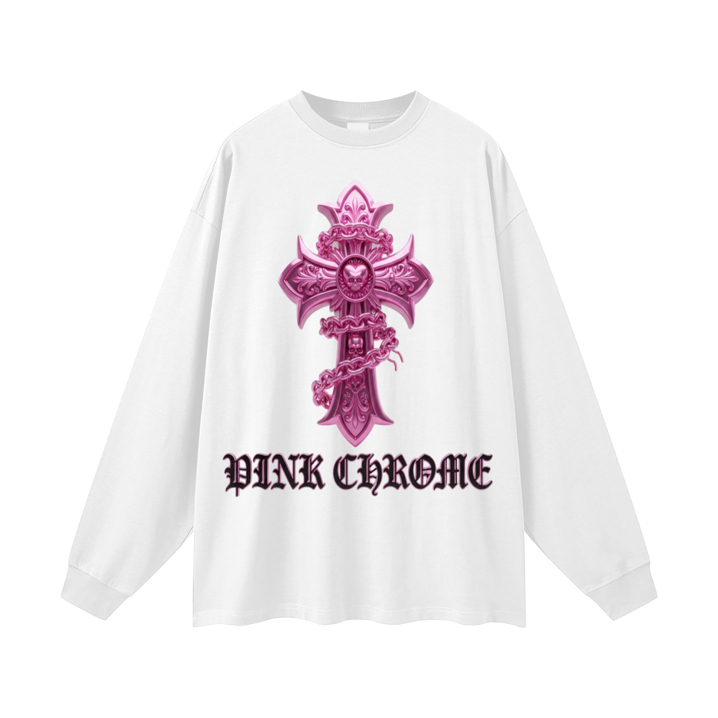 PINK CHROME Oversized Unisex Long Sleeve T-Shirt