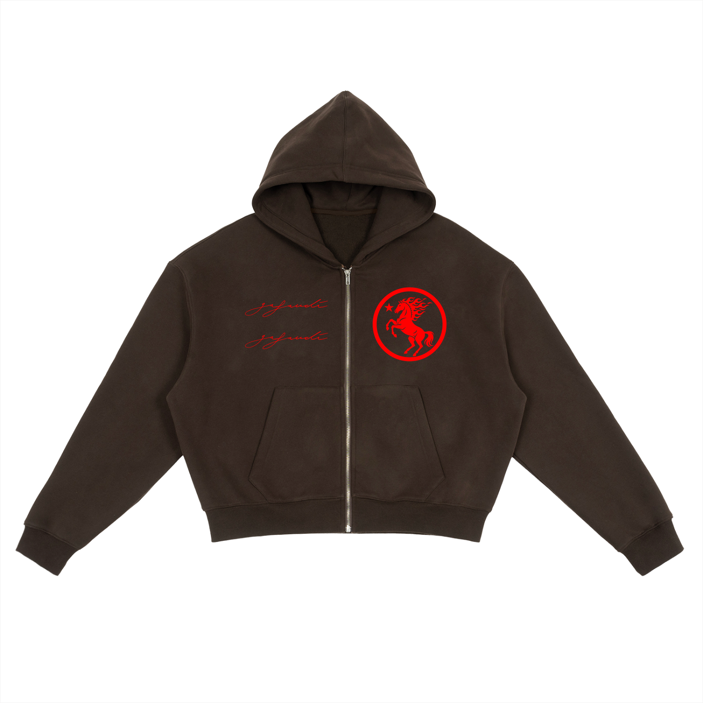 GAFAUDI Fleece Zip-Up Boxy Hoodie