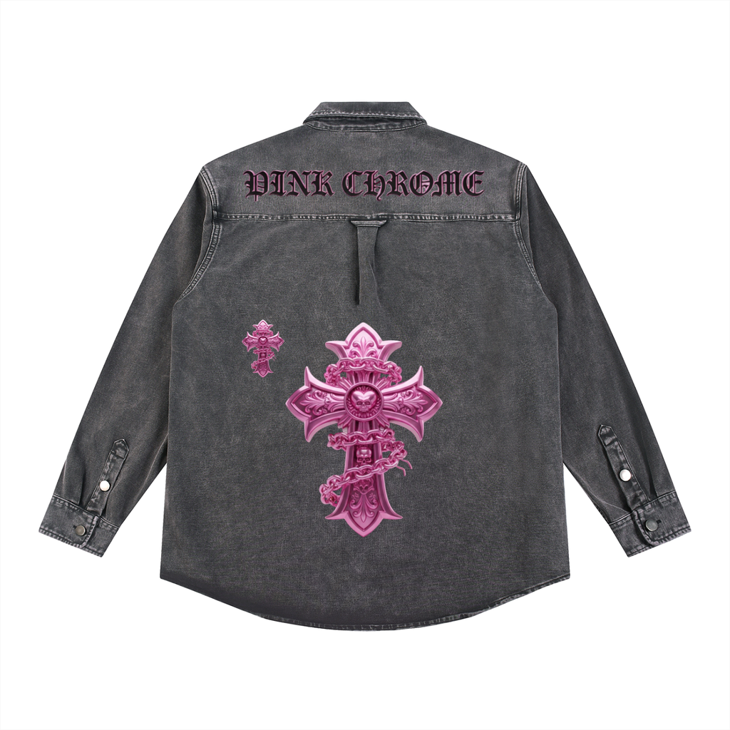 PINK CHROME Denim Vintage Washed Heavyweight Jacket