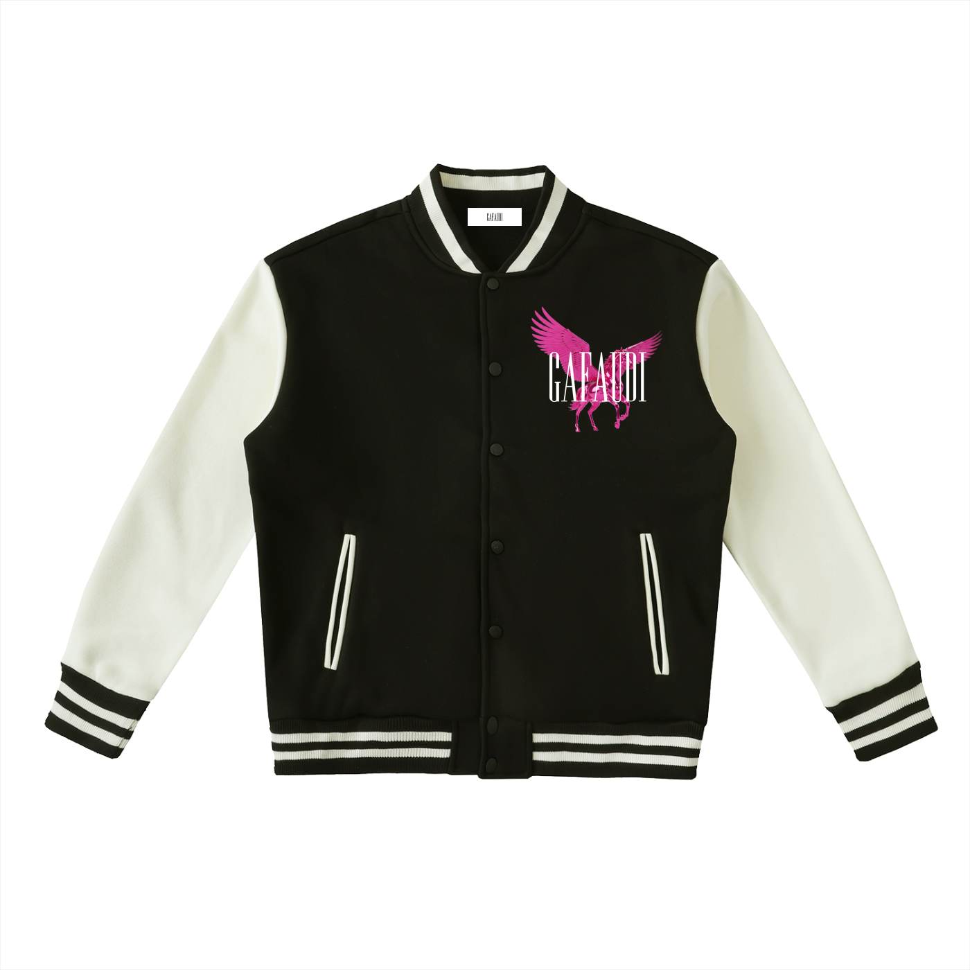 GAFAUDI PINK PEGASUS Two-Tone Fleeced Varsity Jacket