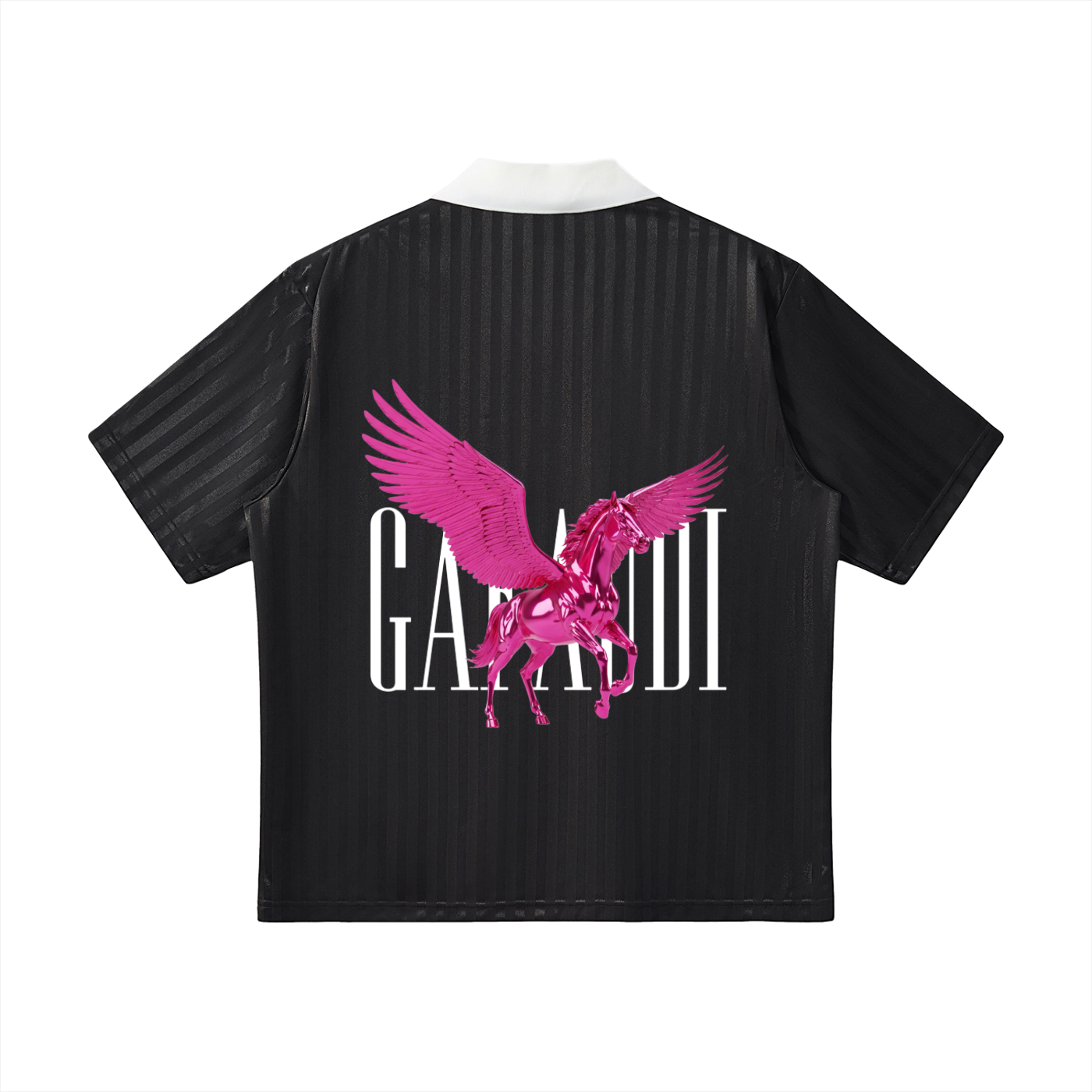 GAFAUDI PINK PEGASUS Contrast Collar Striped Soccer Jersey