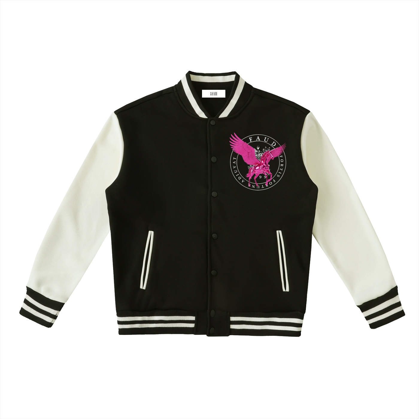 GAFAUDI PINK PEGASUS Two-Tone Fleeced Varsity Jacket