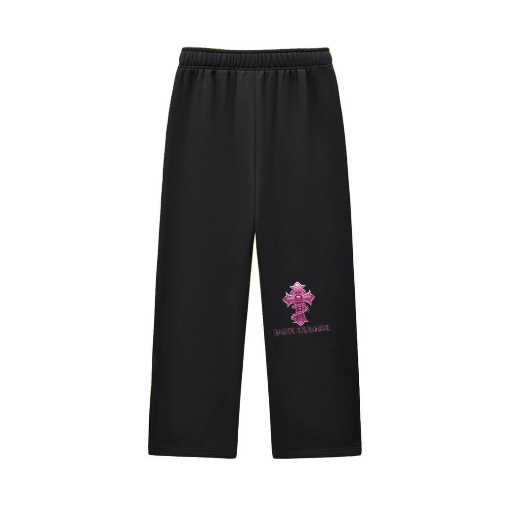 PINK CHROME Contrast-Stitched Fleece Sweatpants