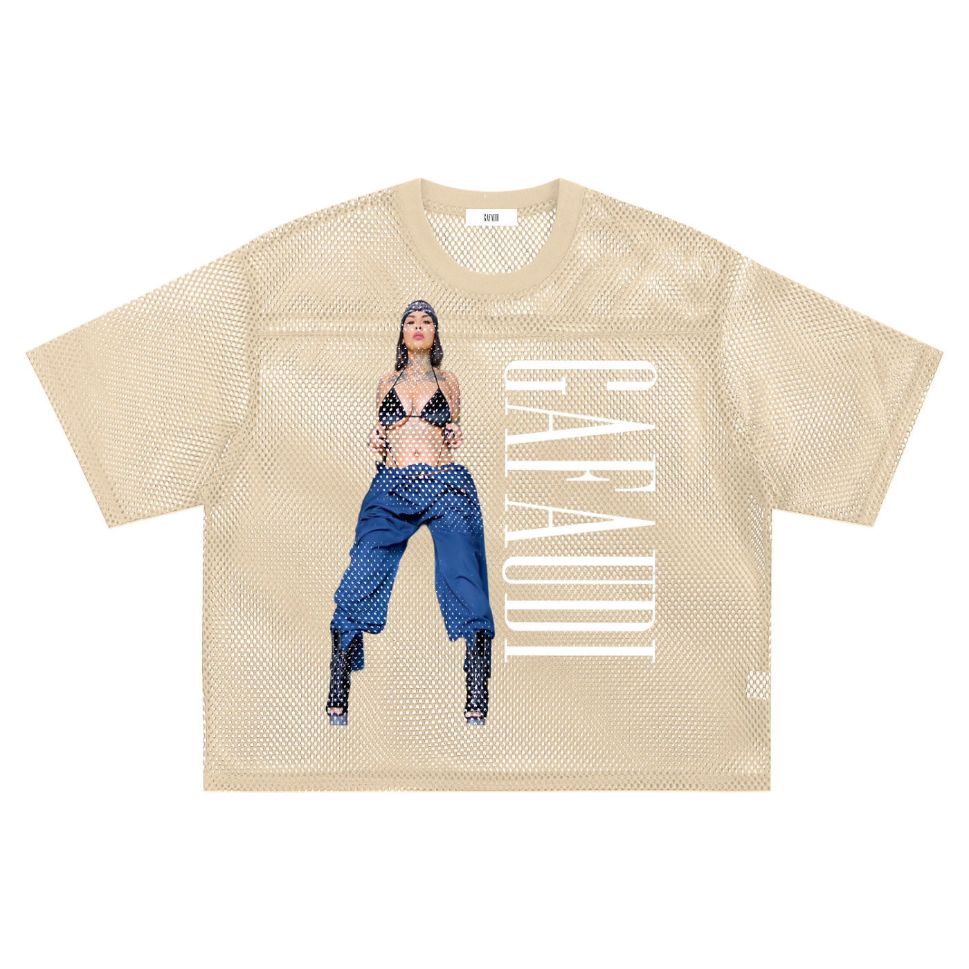GAFAUDI "BACE ROCK 89" See-through Boxy Net T-Shirt