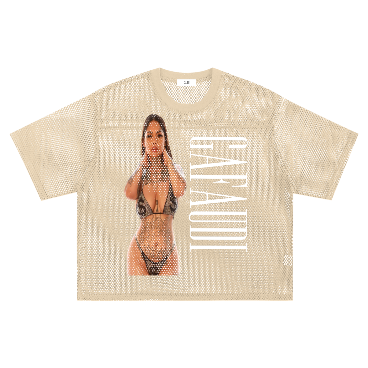 GAFAUDI "BACE ROCK 89" See-through Boxy Net T-Shirt