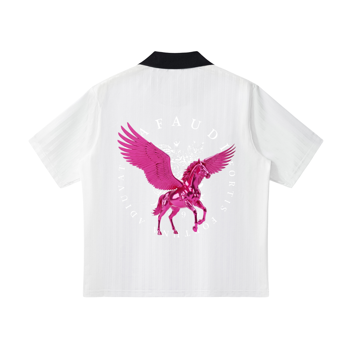 GAFAUDI PINK PEGASUS Contrast Collar Striped Soccer Jersey